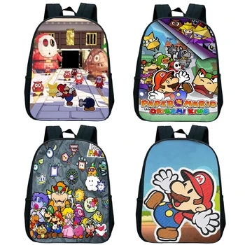 

Toddler Paper Mario The Origami King Kindergarten Backpack 12inch Cartoon Bookbag Kids Anime Rucksack Children School Bags Gift