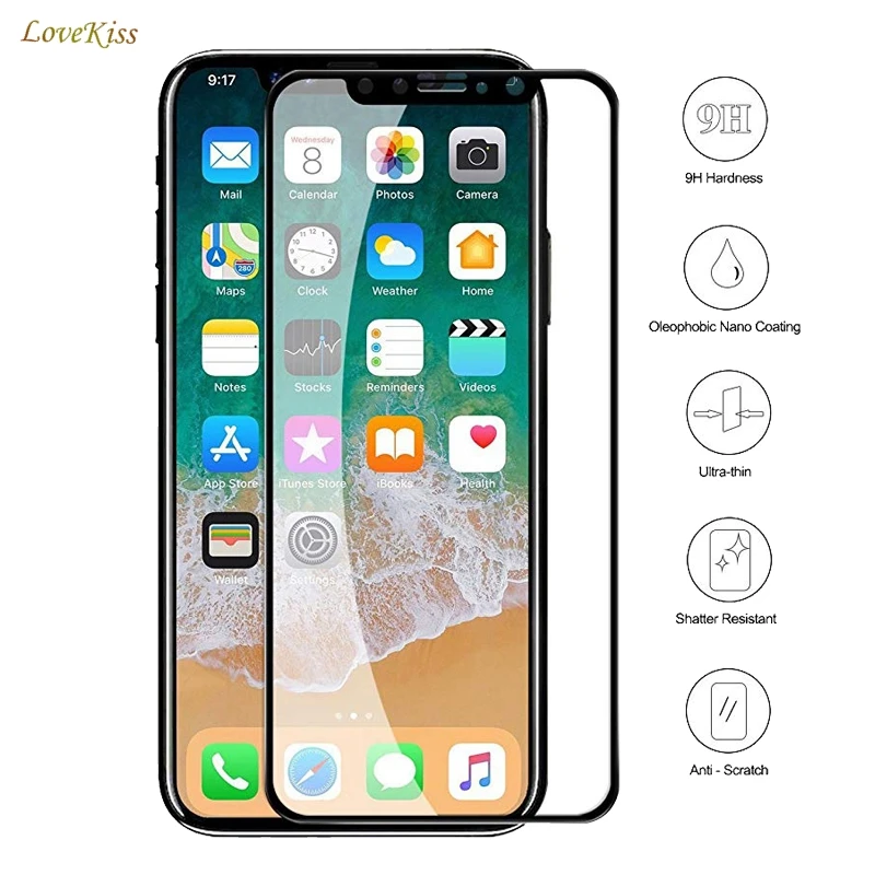 9H Full Curved Edge Coverage For iPhone 8 Plus X 6 6S 7 5 5S SE Tempered Glass Screen Protective Film Case |