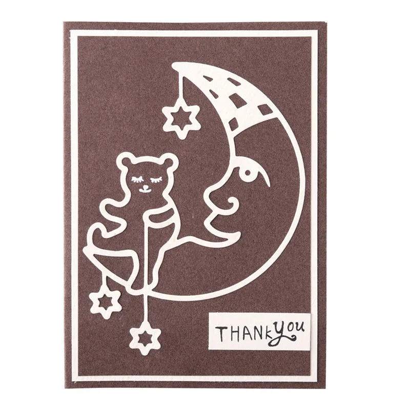 

Naifumodo Bear Sit on Moon Metal Cutting Dies Star for Craft Card Scrapbooking New Embossing Stencil Template Die Cuts New