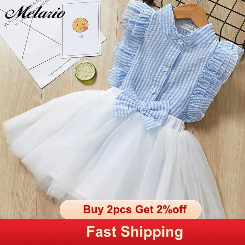 

Kids baby Girls Clothing Sets 2016 New Summer Fashion Style Cartoon Kitten Printed T-Shirts+Net Veil Dress 2Pcs Girls Clothes