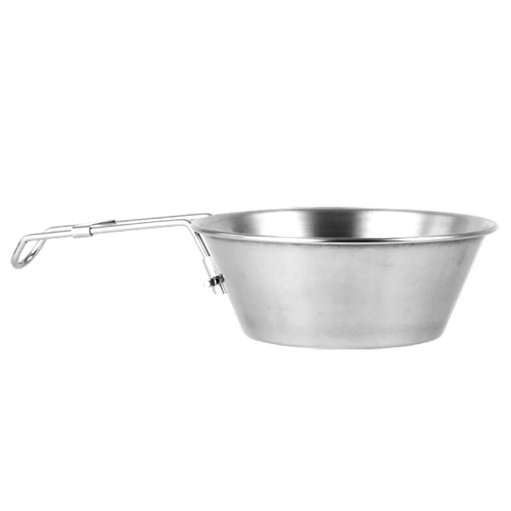 Stainless Steel Bowl Portable Cup with Foldable Handle 12 Inch Wide Mouth Pot for Outdoor Camping Picnic Hiking Backpacking | Спорт и