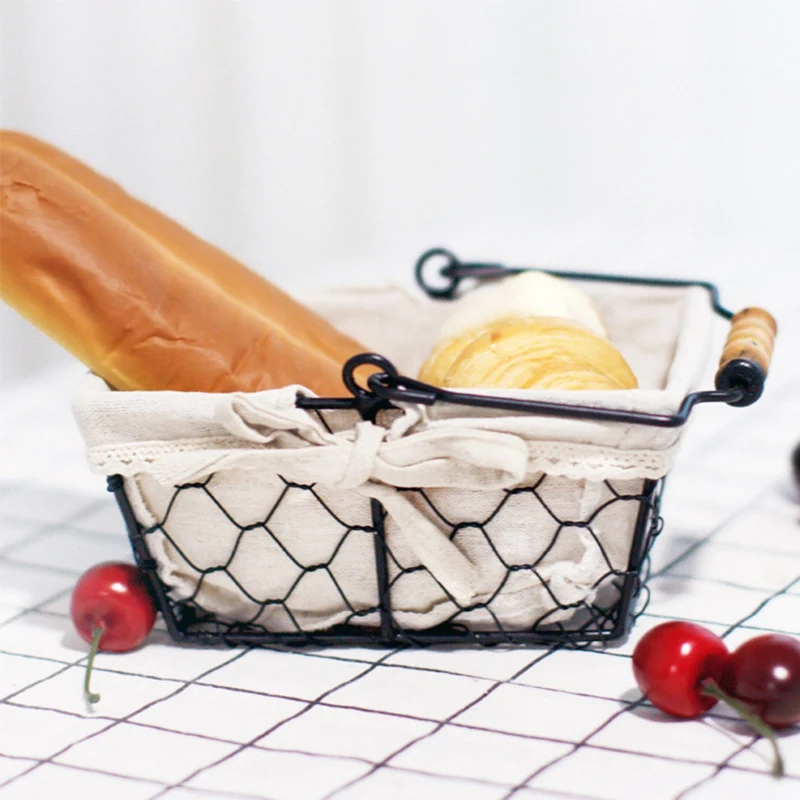 Iron Art Storage Basket Snacks Candy Fruit Picnic Basket Toy Organizer Metal Box Shopping Basket