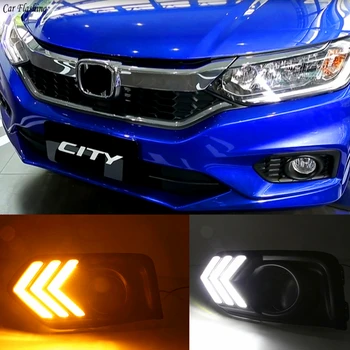 

Car Flashing 2Pcs For Honda City 2017 2018 2019 With Yellow Turning Function Car Accessories LED DRL Daytime Running Light