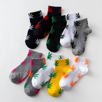 

1 pair Women Harajuku Trend Socks Men's Fashion Business Ankle Socks Weed Hemp Street Fashion Skateboard Couple Cotton Socks
