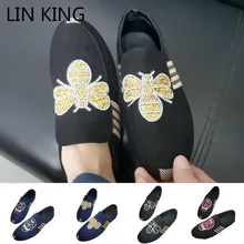 

LIN KING New Spring Autumn Men Loafers Moccasins Soft Sole Flats Outdoor Casual Shoes Striped Pu Leather Driving Shoes For Male