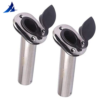 

2 pieces Stainless Steel Flush Mount Fishing Rod Holder 15 Degree Rod Pod for Marine Boat