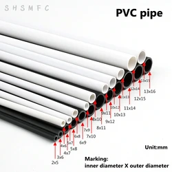 Set of 2 PVC Pipes for Aquarium and Garden Irrigation - 50cm Length, Assorted White and Black, 5-16mm Diameter (12mmx15mm)