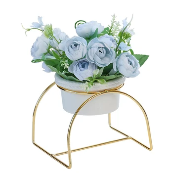 

Wholesale Promotion Flower Figurines With Metal Shelf Home Decoration Accessories Wedding Decor Gifts Desktop Decoration Plants