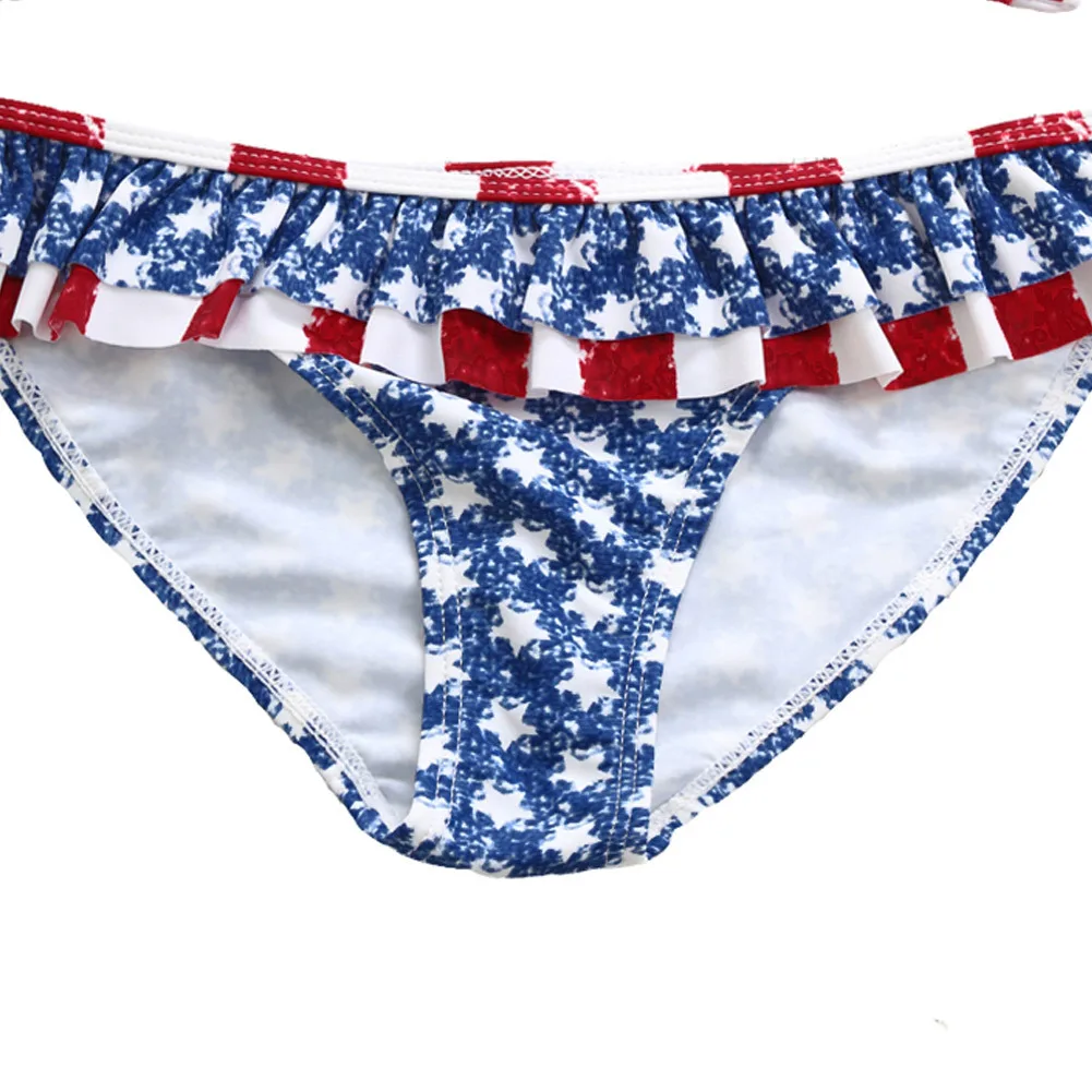 

American Flag Flounced Girls Swimsuit European Version of the Stars And Stripes Two-Piece Swimsuit