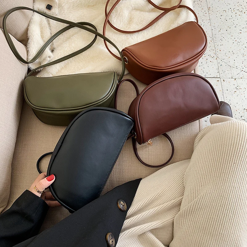 Женская винтажная полукруглая Сумка-клатч недорогая кожаная сумка через плечо