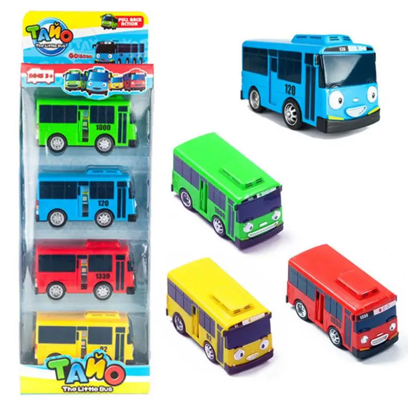 Большой размер 4 шт./набор игрушечный автобус модель тайо автобус автомобиль игрушка Diecasts и игрушечный автомобиль детские игрушки автомобиль для детей Juguetes - Цвет: Белый