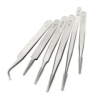 

6PCS Stainless steel eyebrow tweezers false eyelash extension tool extra repair ultra fine and high precision