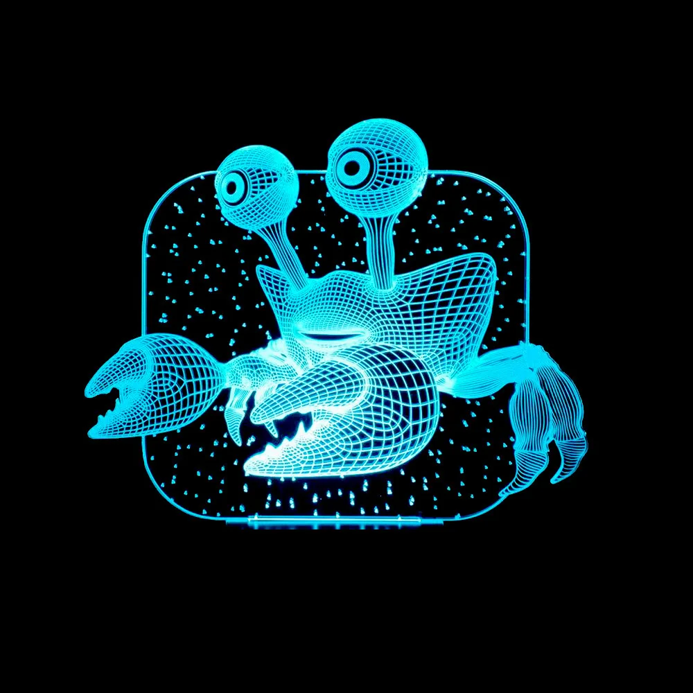 

Foreign Trade New Style Crab Colorful 3D Lamp Colorful Gradient 3D Visual Lamp Illusion Lamp Touch Remote Control Small Table La