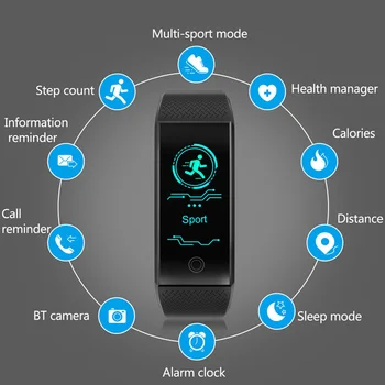 

Color Screen QW18 Smart Bracelet Heart Rate Monitor IP68 Waterproof Fitness Tracker Band Bluetooth 4.0 Sports Wristbands Men