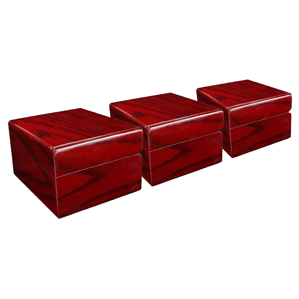 3pcs Collection Red Wooden Box Watch Display Travel Jewelry Storage Showcase