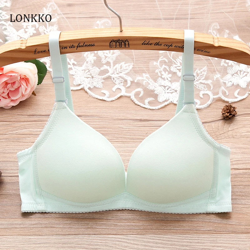 

One Piece Push Up Bra 70-85 A Cup For Sweet Girls Cute Bra Bralette Cotton Ultrathin Brassiere Underwear Pink Green Nude Black