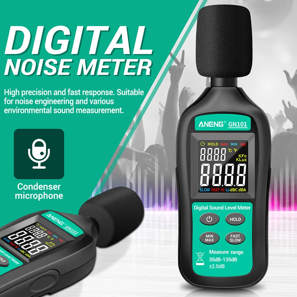 US $20.35 Digital Sound Level Meter Noise Volume Measuring Instrument Decibel Monitoring Tester 35135 Db Manual Logger DiagnosticTool