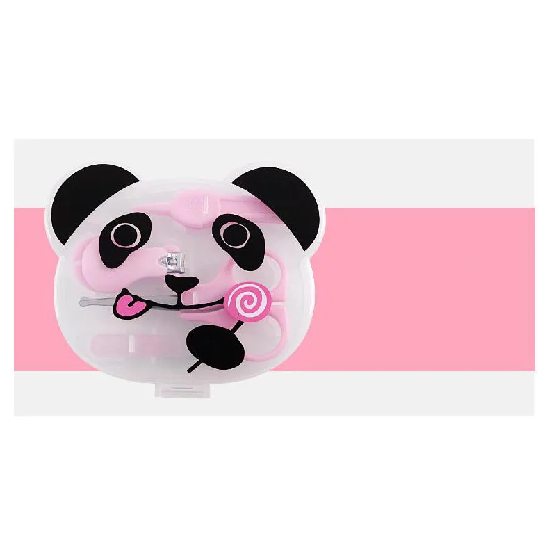 pink 4 комплекта ножниц для новорожденных, набор для ухода за ногтями, Детские пинцеты для чистки ушей и носа, маникюрный ножик для детей - Цвет: pink