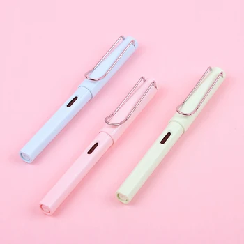 

New Arrival 1-Piece Cute Macaron Fountain Pen for Student Posture Correction EF/F/Curved Tip Ink Pens School Office Stationery