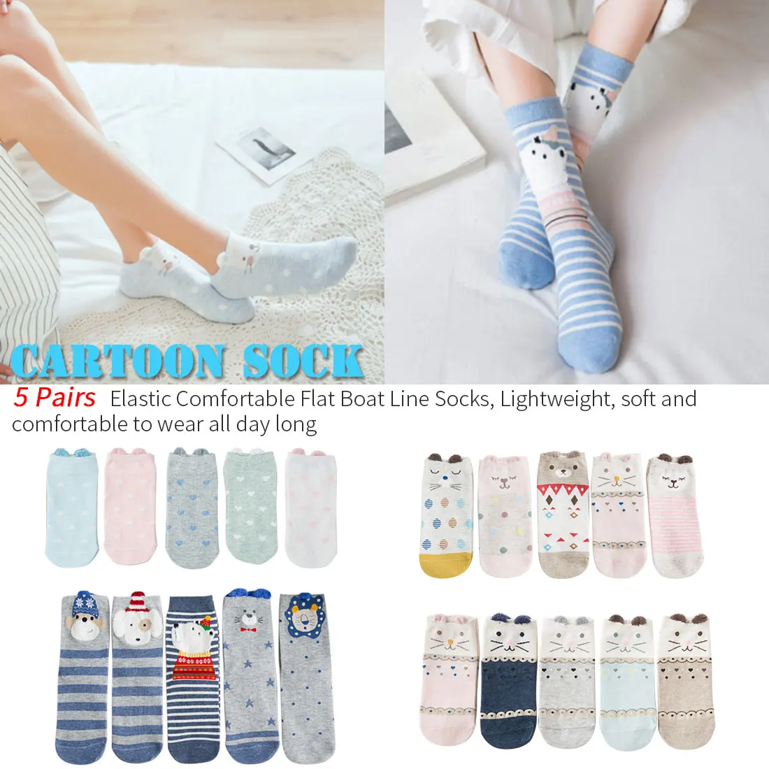 Multipurp, 5 пар, женские короткие носки, хлопковые носки-башмачки, милые короткие носки с котом, дышащие спортивные носки для бега, повседневные