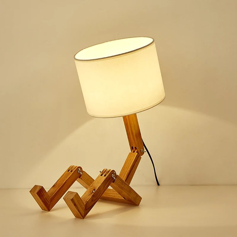 

New Solid Wood Robot Folding Table Lamp Creative Nordic Fashion Bedroom Bedroom Bedside Lamp