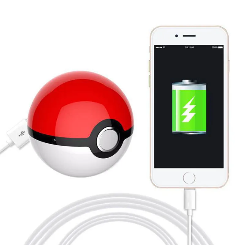 

12000mAh External Battery Portable USB Charger for Smart Device Pokemons Go Projection Metal Pokeball Power Bank