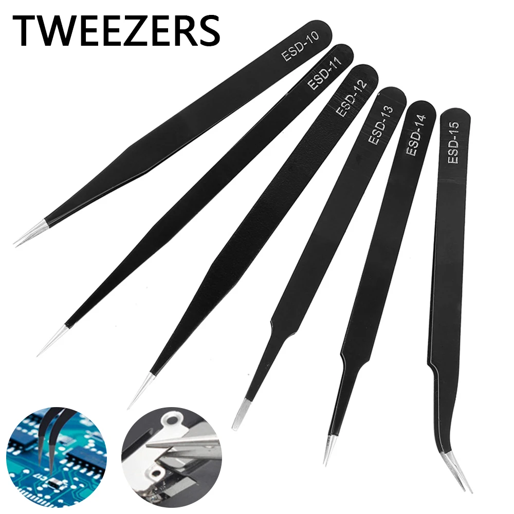 

Stainless Steel Tweezers Electronics IC Chips Removal Tool Soldering Tweezers for Phone Motherboard Repair Forceps