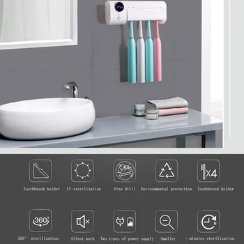 

Toothbrush Holder Sanitizer Solar Energy UV Toothbrush Disinfectant Cleaning Agent Storage Bathroom No Need To Charge