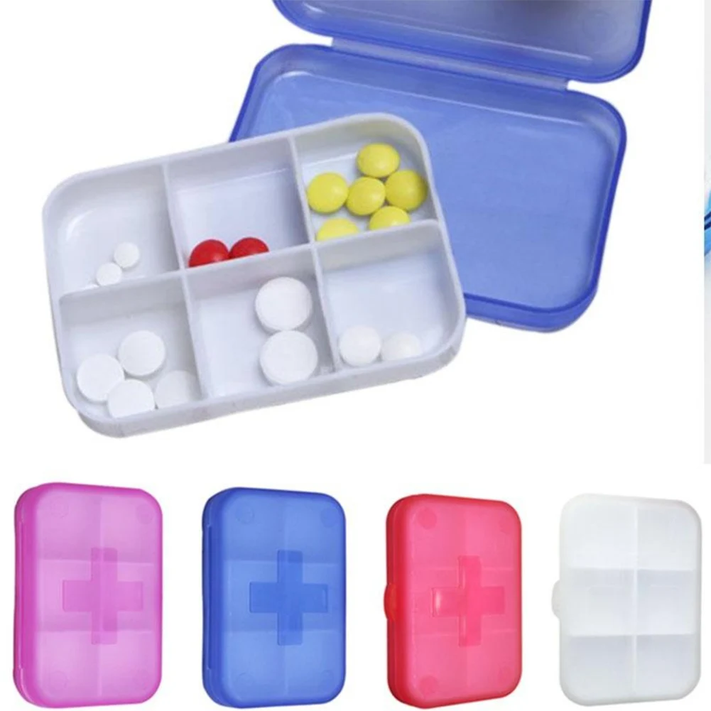 

6 Slots Pill Container Box Portable Pill Storage Cases Travel Dispen Container Medicine Drug Dispenser Personal Health Care Tool