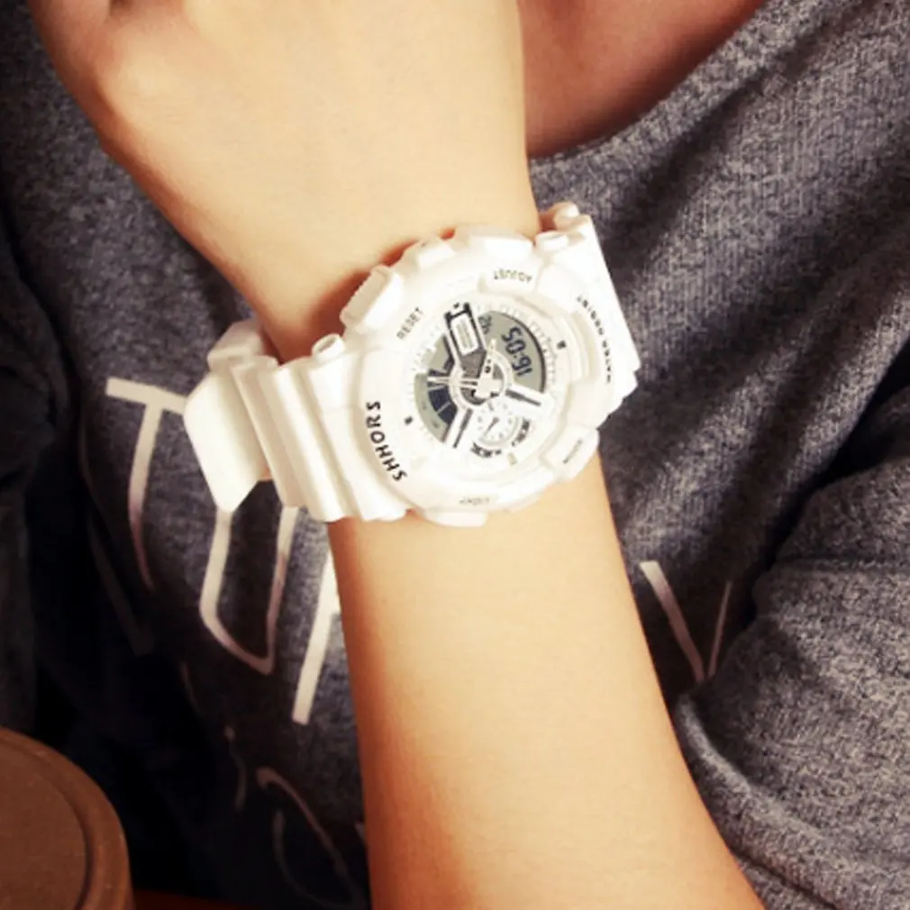 Unisex Wrist Watch Dual Display Digital Watch Shockproof Waterproof Watch Fashion Wristwatch Portable LED Watch