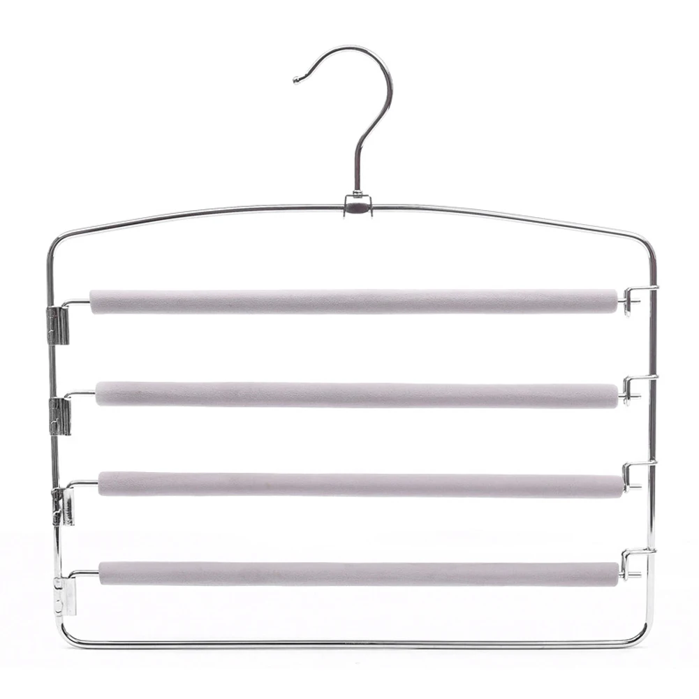 

Foam Chrome Storage Magic Rotatable Home Space Saving Accessories Trouser Hanger Organizer Non Slip Wardrobe Movable Rod 4 Bar