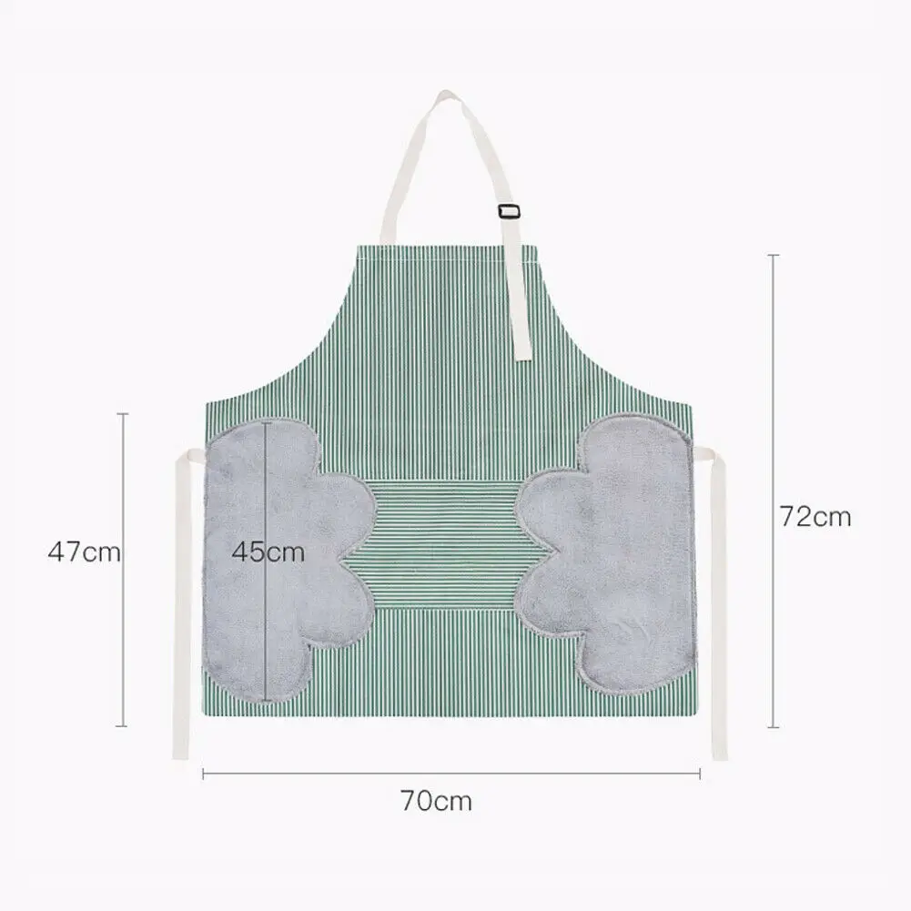 Unisex Adjustable Apron With Pocket Chef Kitchen Cooking Oil-Proof Waterproof Wipeable Plaid Stripes for Women Men