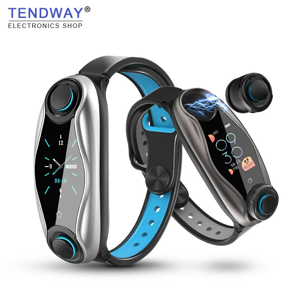 Tendway Смарт часы с беспроводными наушниками Bluetooth звонки, музыка плеер спортивный трекер монитор браслет водонепроницаемые умные часы