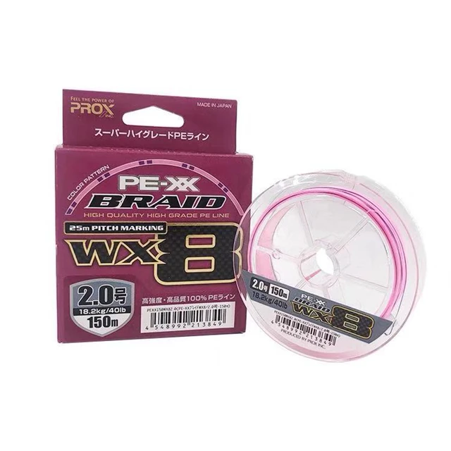 Japan Original Prox Fishing line WX8 Braided Pe line Lure fishing wire Pink  Purple color 150meter - AliExpress
