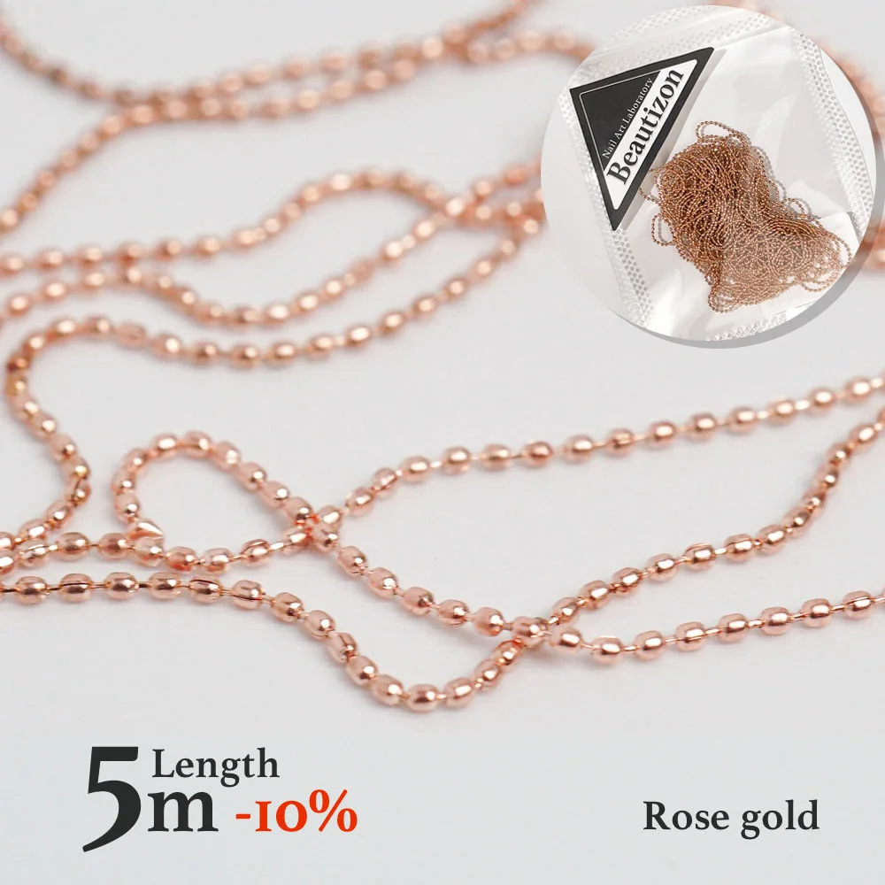 Nail Chain 0.8mm/1.0mm Rose Gold Silver Pixie Stone Decorations Accessory Metal Steel Ball Chain Nail Art Jewelry
