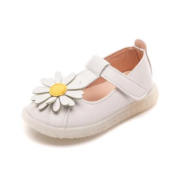 

Autumn Kids Shoes for Girl Leather Princess Sunflower Flat Sneakers Soft Bottom Children Girls baby dancing shoes Pink