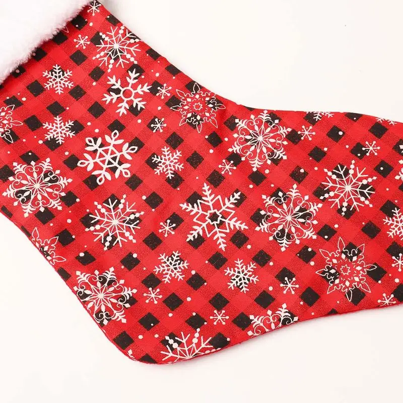 Christmas Stockings Mini Sock Snowflake Xmas Tree Candy Gift Bag Hanging Pendant 6XDD