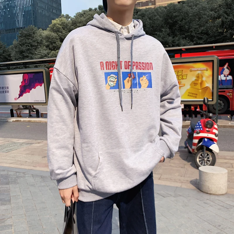 LAPPSTER Для мужчин Графический с капюшоном толстовка с капюшоном Dragon Ball Harajuku осенние пуловеры, Для мужчин s японский уличная корейские худи, одежда - Цвет: Grey