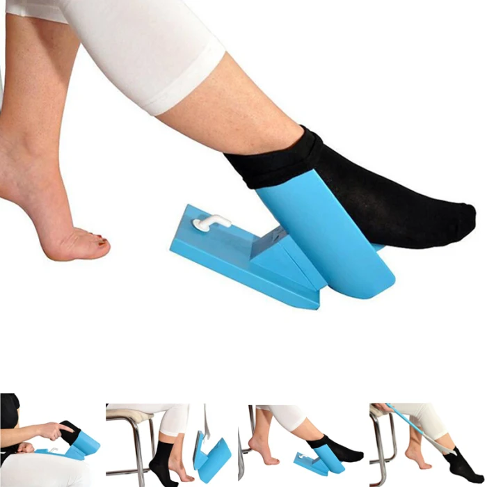 Sock Helper Slider Easy On Off Plastic Socks Aid Kit Shoe Horn No Bending Stretching Pregnancy Injuries Living Tools JS11