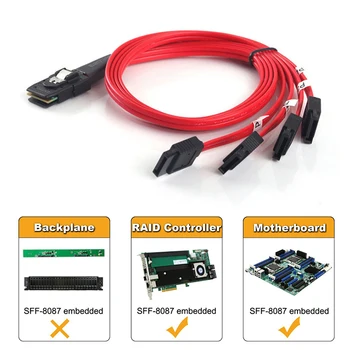 

Mini SAS Server Cable SFF8087 To 4SATA Cable 36P Hard Drive Data Cord LHB99