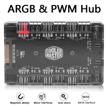 1 do 6 PWM ARGB wentylator rozgałęźnik HUB 4 Pin PWM 3 Pin adresowane RGB Adapter interfejs SATA koncentrator pulpit PC