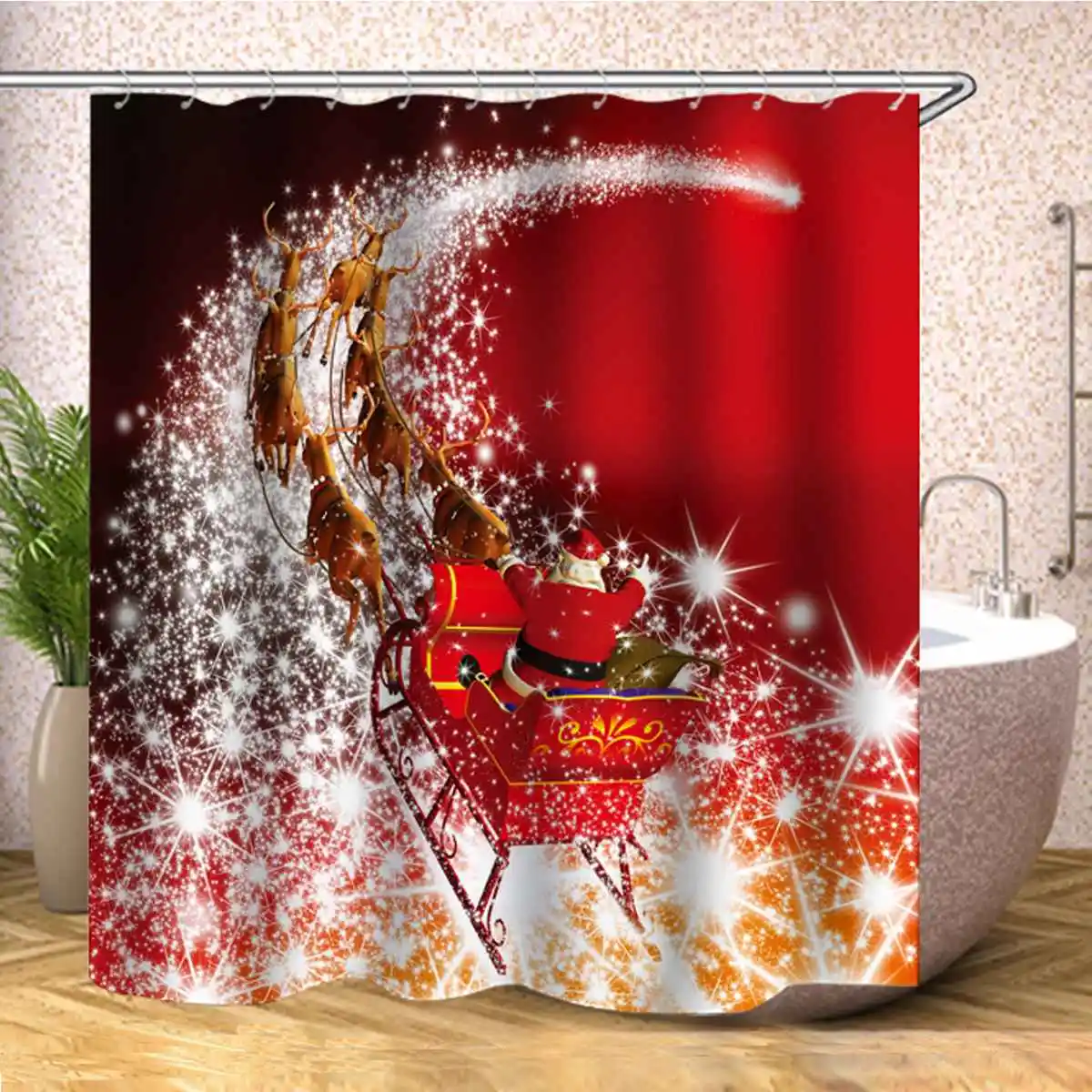 Merry Christmas серия занавески для душа полиэстер печатные водонепроницаемые занавески украшения дома и отеля ванной комнаты