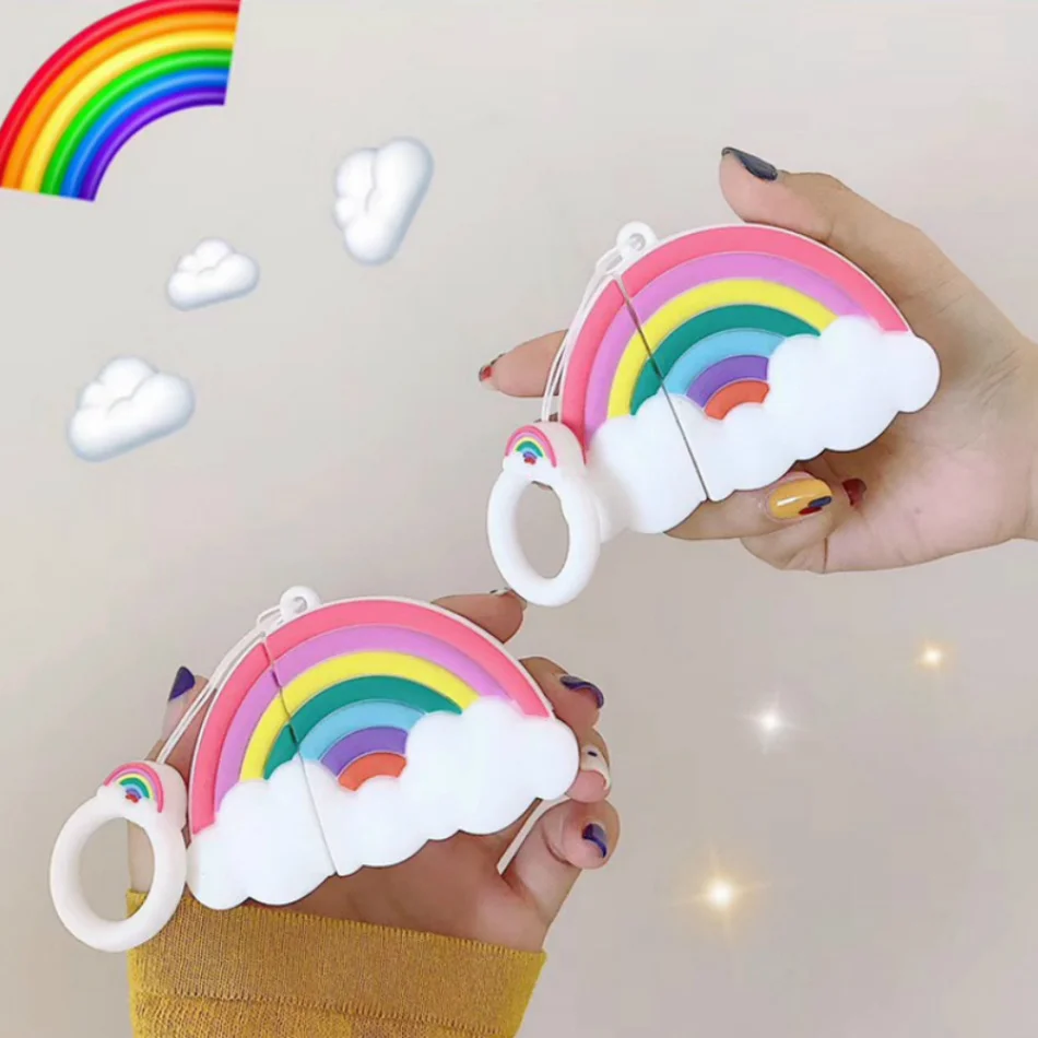 

3D Colored Lines Earphone Case For Airpods 2 Case Silicon Soft Cover For Airpods 1 Headphone Case Earbuds Case Cover Ring Strap
