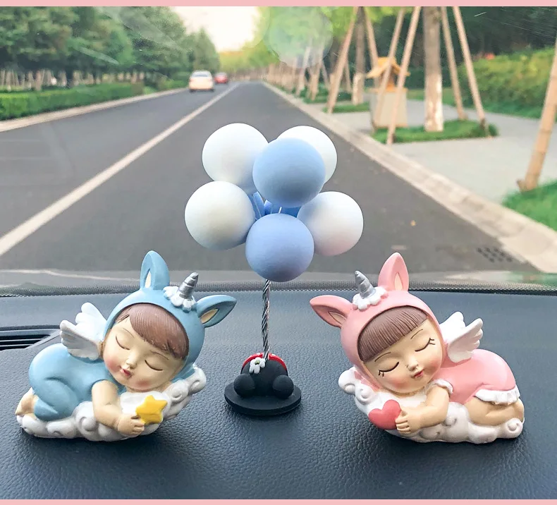 Cute Angel Doll Car Decoration Dashboard Pearl Feather Cushions Advertising Balloon Set Combination Decorations And Ornaments
