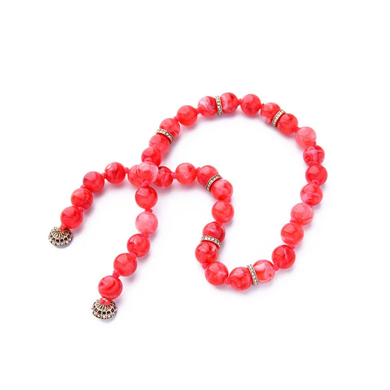 

red beaded short necklace elegant accessories rhinestone magnet buckle