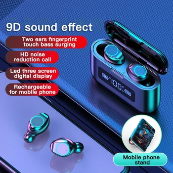 

281 Wireless Bluetooth Headphone LED Power Digital Display IPX7 Waterproof Earphone Lightweight with 2000mah Charging Bin Earbud