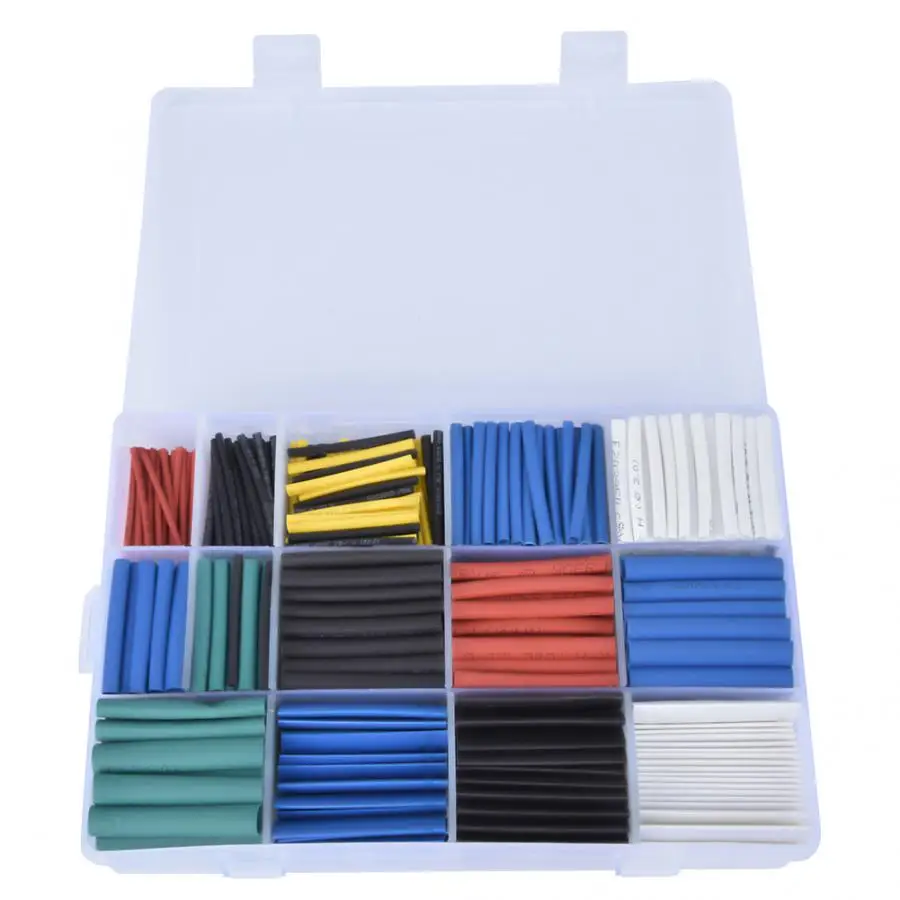 670pcs Polyolefin Heat Shrinkable Tube Set Waterproof Wire Cable Protection Sleeve Heat Shrink Tube Tubing Wrap