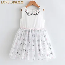 Платья для девочек с надписью «LOVE DD& MM» Новинка года, детская одежда детские платья принцессы с блестками и милыми музыкальными цветами для девочек, одежда, костюм