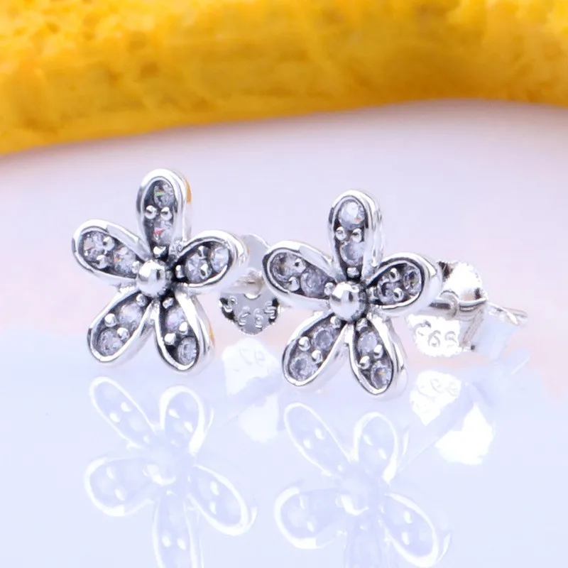

Original 925 Sterling Silver Earring Fresh And Lovely Shinning Daisy Earrings For Women Wedding Gift Fashion Jewelry