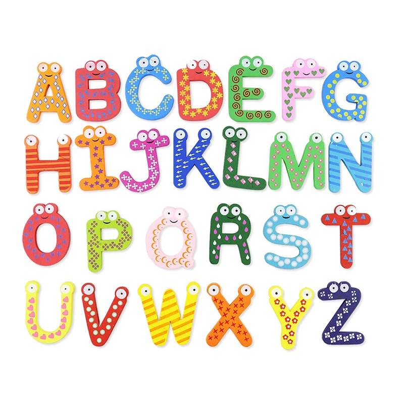 

26/Alphabet Fridge Magnets Set Toys Parent-child Interactive Wooden Toys Kids Fridge Magnet Sticker Decor Kitchen As Gifts